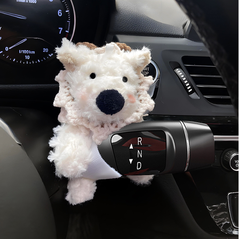 West Highland Car Car Bloque Decoración Luz de giro Muñeca de cachorro Limpiaparabrisas Muñeca Adornos de espejo retrovisor Mujer