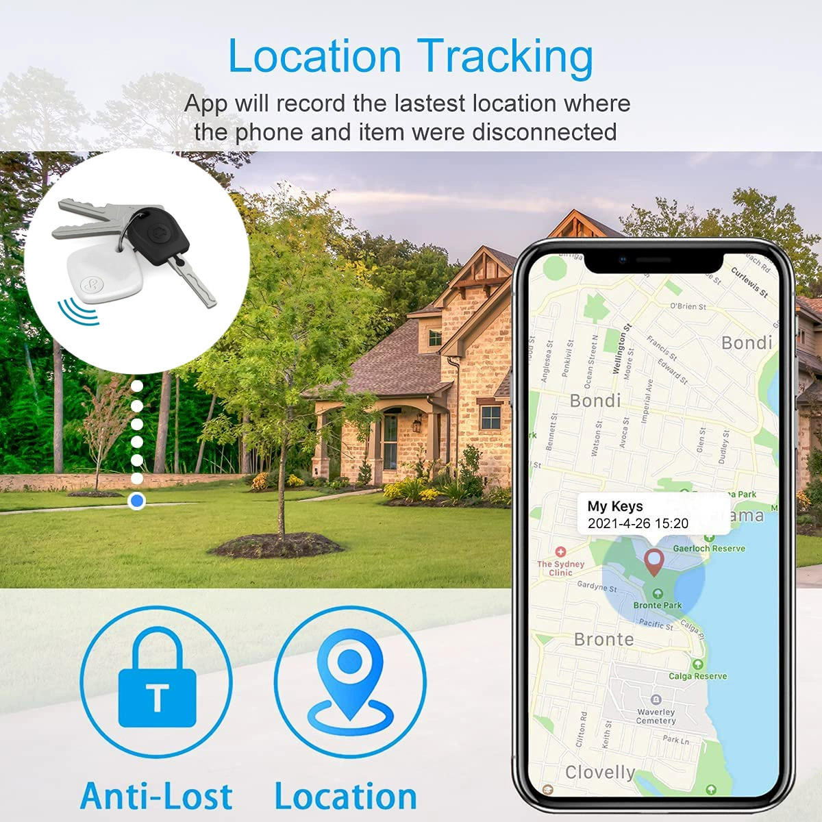 Квадратный смартфон, будильник, кошелек, bluetooth, противоугонный