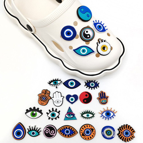 Evil Eye Croc Shoes Accessories Cross-Border Croc Accessories Decorative Buckle DIY Removable Shoe Flowers