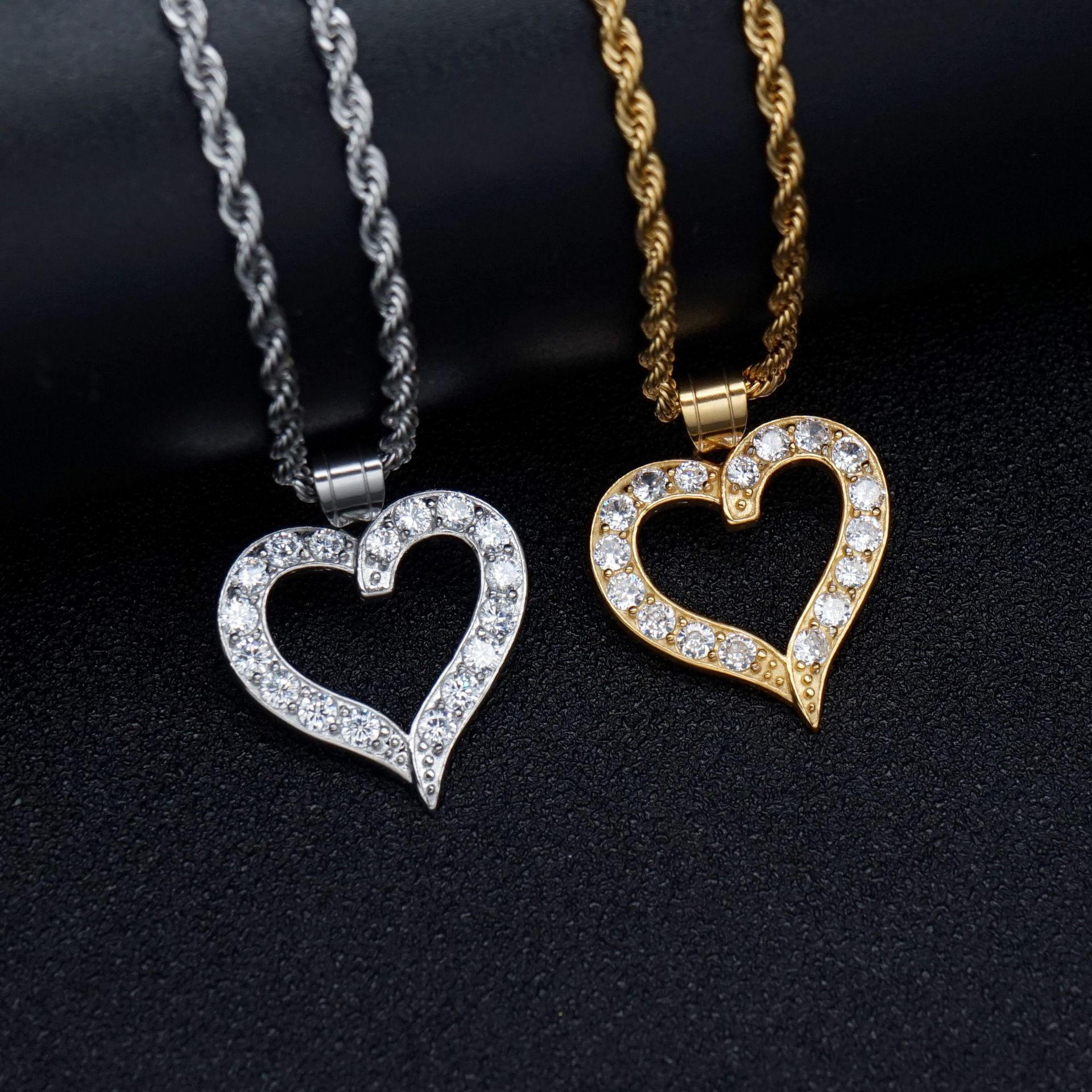 DIY Jewelry Accessories Classification 1 Piece 25*26mm 316 Stainless Steel Zircon Heart Shape Pendant