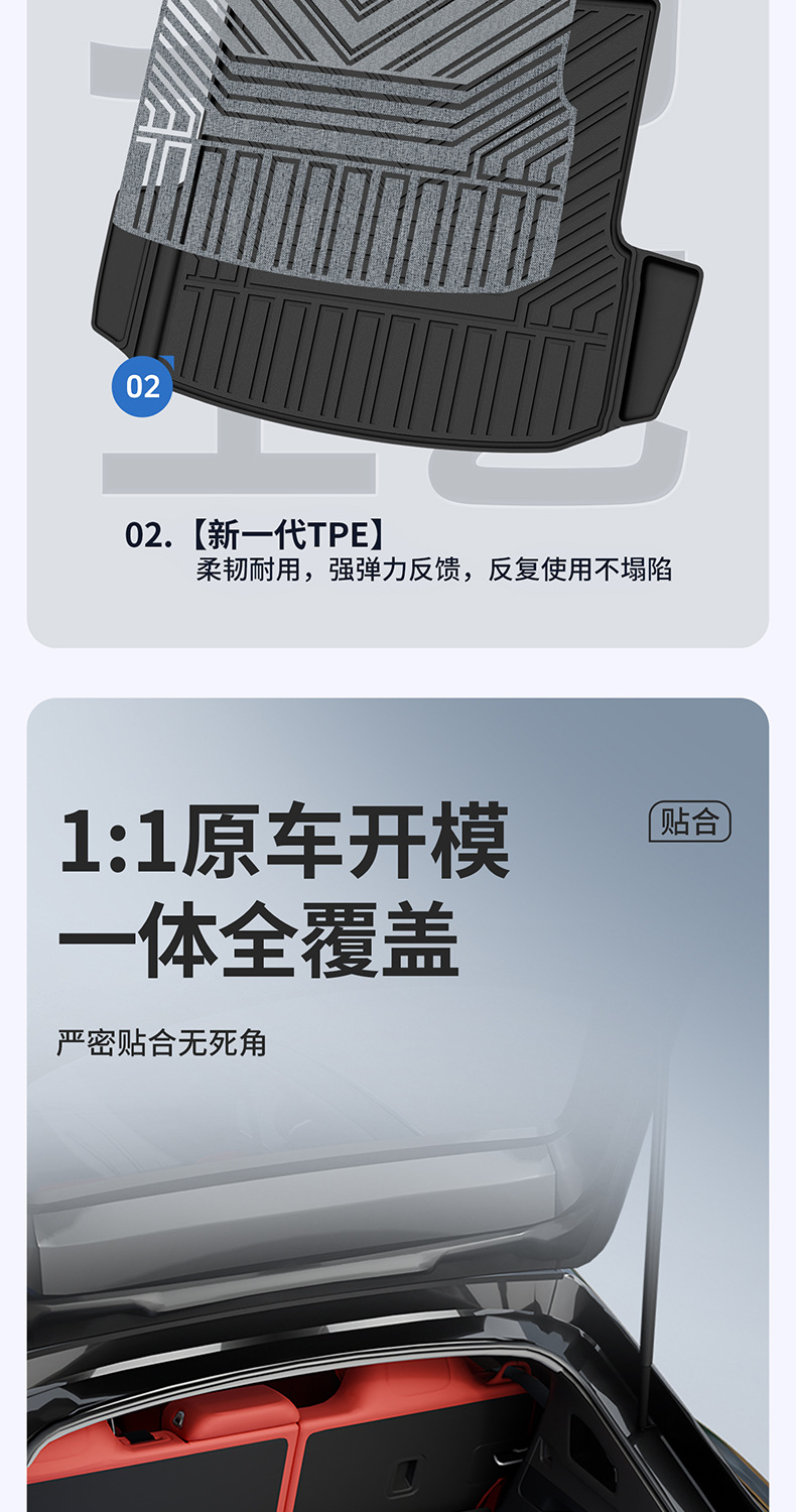 Suitable for Zhijie R7 S7, custom-made woven TPE car trunk mat, car accessories, trunk mat