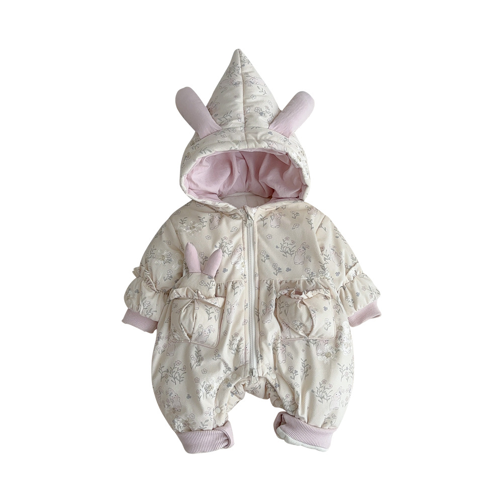 Vestido de una pieza de invierno para recién nacidos, traje de escalada grueso y cálido 0-2 años, mameluco para bebé, traje de salida de estilo occidental para bebés 1