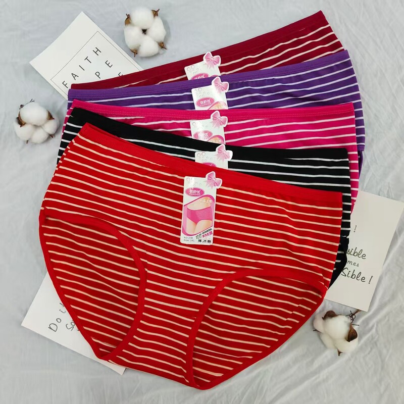 Women's Underwear, Ladies' Briefs, Middle-Aged and Elderly, Striped, Comfortable, Breathable, Cheap, Wholesale, in Stock, Factory Supply, Fashionable