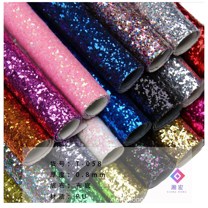 格利特皮革大小六角金葱闪粉鞋手袋笔帽皮套化妆盒发夹镭射