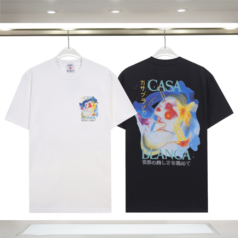 メンズ半袖 260g カサブランカ半袖 2025 春夏新作 カラープリント CASA ピュアコットン半袖|undefined