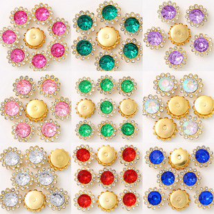 16mm round sunflower cross-border hot double-layer flower plate diamond heart bow diy hand-stitched diamond jewelry accessories