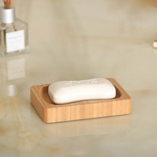 Portable bamboo soap box soap dish Japanese manual drain soap box bathroom toilet wooden soap