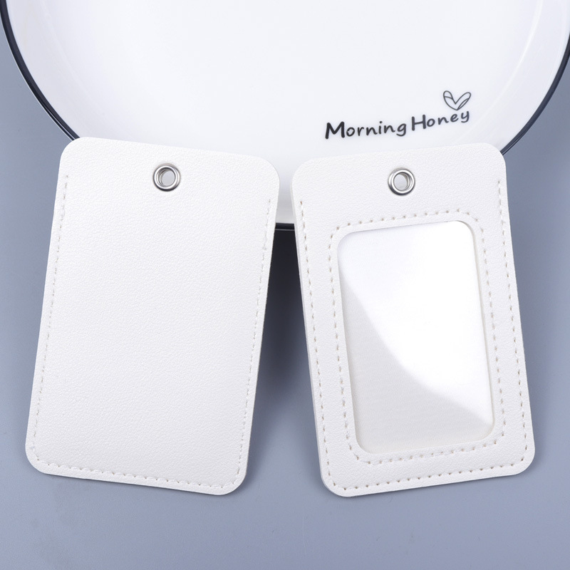 Leather Square Large Card Holder with One Card Slot, Bus Card, Meal Card, Student Campus Card Holder, Leather Protective Cover, Printable