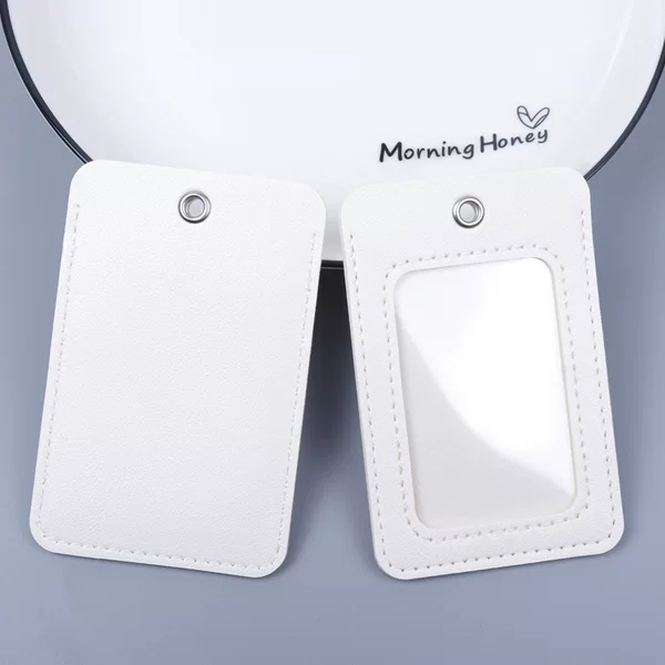 Leather Square Large Card Holder with One Card Slot, Bus Card, Meal Card, Student Campus Card Holder, Leather Protective Cover, Printable
