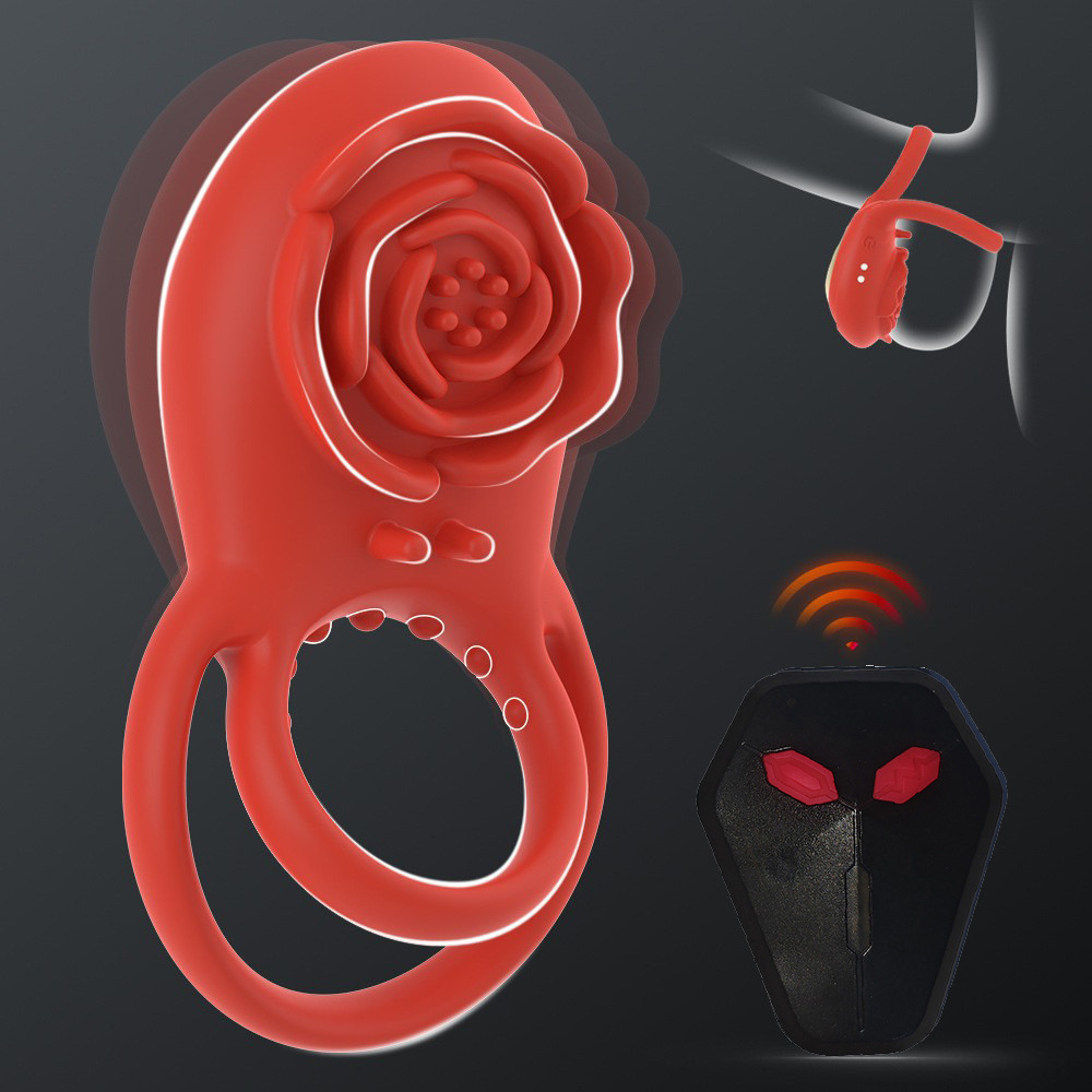 Rose Wireless Remote Vibrating Ring Prostate Massager, 8-Frequency Silicone Cock Ring — detail image 1