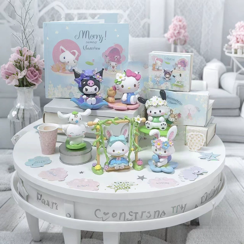 Блайнд-боксы Sanrio с цветами фигурки Kuromi и Hello Kitty