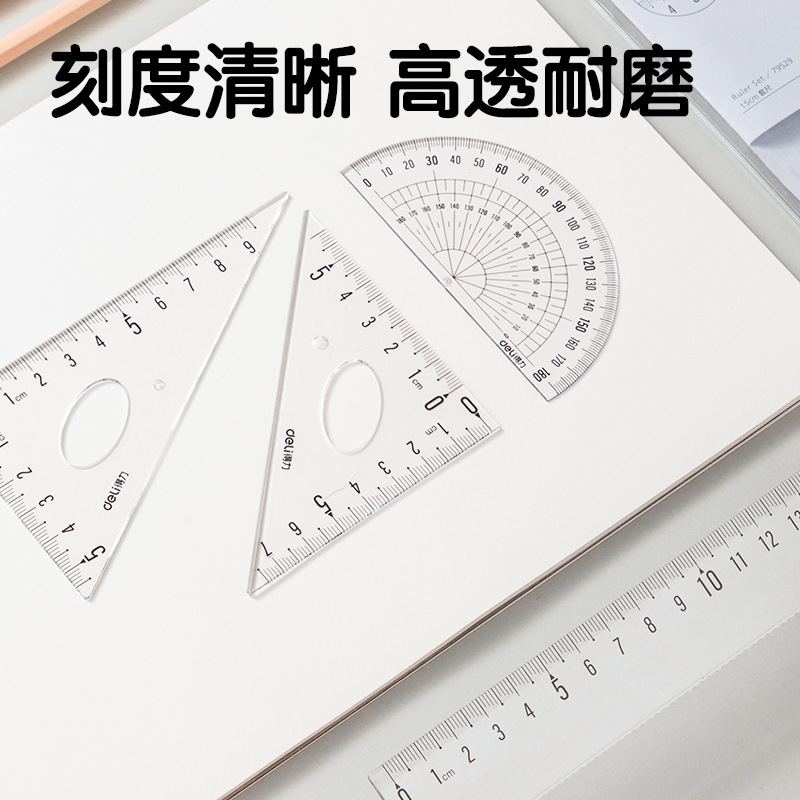 Regla de la mano derecha Regla de dibujo para estudiantes de la escuela primaria Set de papelería Placa de triángulo transparente Regla de dibujos animados para niños