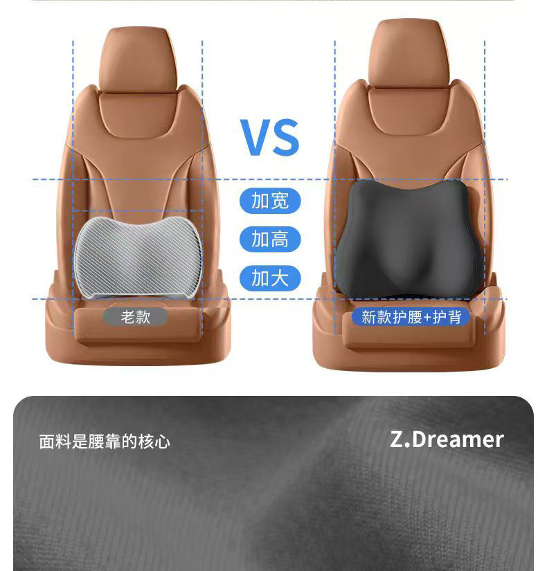 Memory Foam Car Headrest and Lumbar Support Set, Neck Pillow, Car Lumbar Support Cushion, Long Sitting Lumbar Support Cushion, Available for Dropshipping