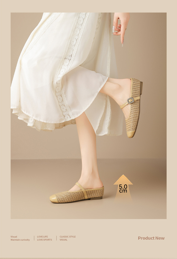 Sandal nữ hở mũi đính đá chuỗi mắt xích phong cách Pháp — MN33 màu vàng chi tiết 5