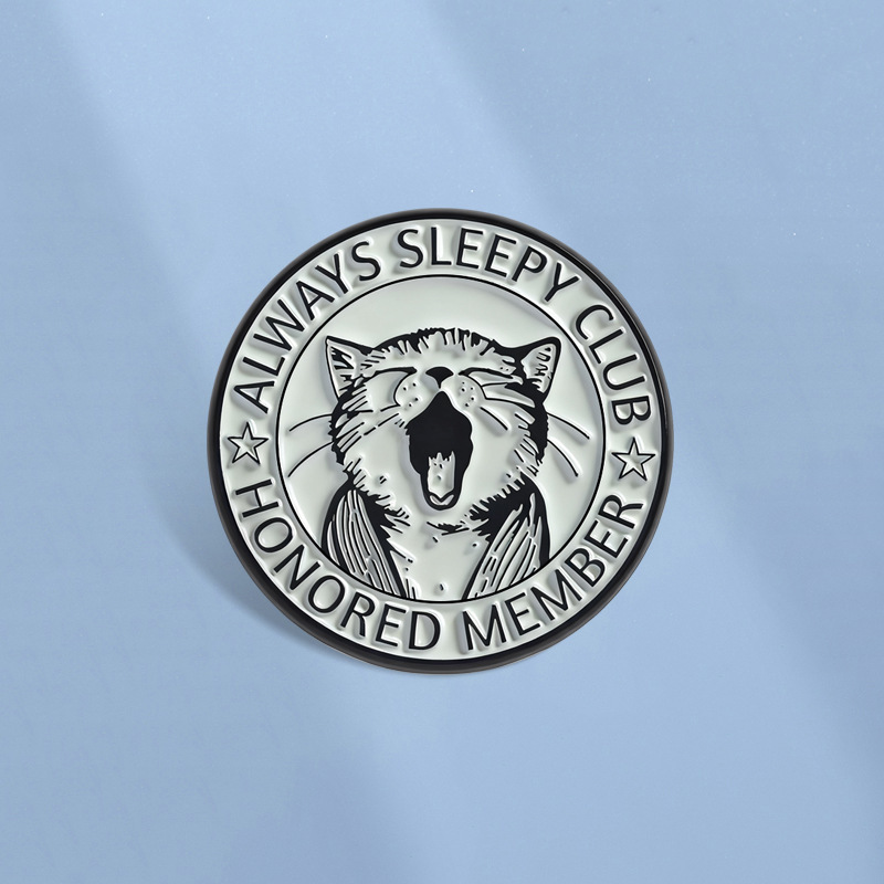 Niche Lazy Cat Yawning Brooch Sleepy Club Honorary Member Quote Pin Clothing Backpack Decoration Accessory Niche Lazy Cat Yawning Brooch Sleepy Club Honorary Member Quote Pin Clothing Backpack Decoration Accessory