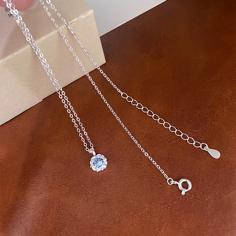 Plating Design 1 Piece 925 Sterling Silver Flower Cable Chain Rings Necklace