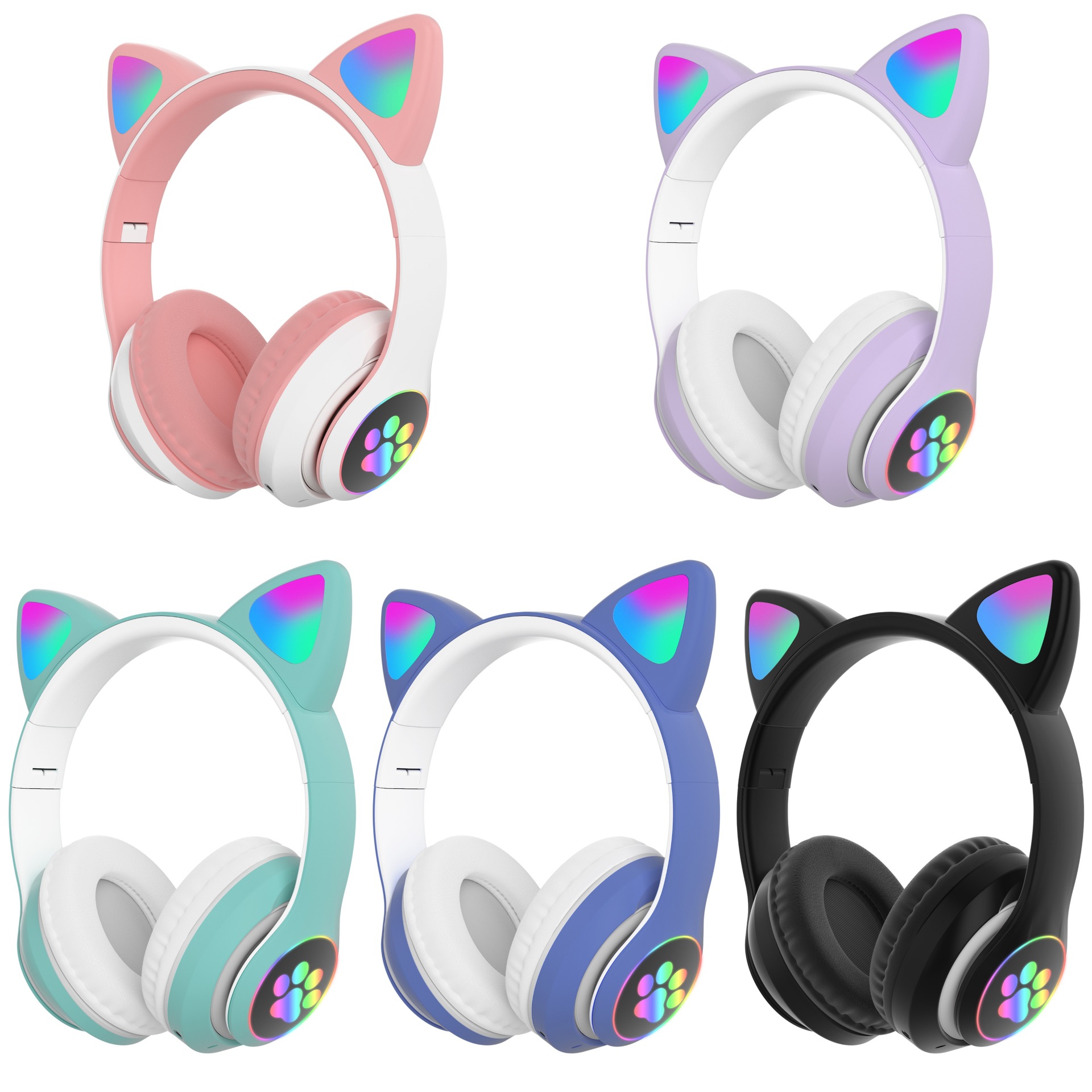 Nuevo modelo privado lindo emisor de luz gato orejas STN-28 auricular inalámbrico Bluetooth juego de dibujos animados