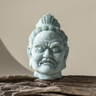 Manufacturer's New Chinese Style Buddha Head Angry Eyes Vajra Zen Ornaments Home Micro Landscape Fish Tank Aquarium Landscaping Decoration Furnishings