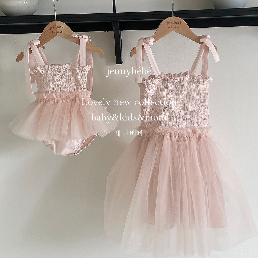 Jennybebe Summer Baby Sling Climbing Suit Baby Girl Princess Mesh Tutu dress