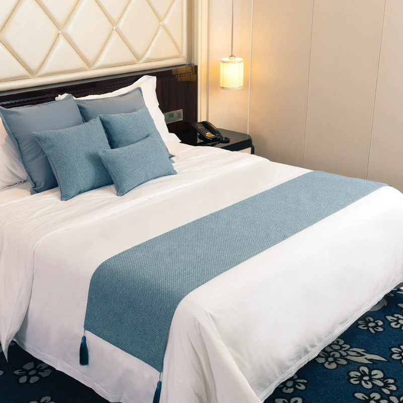 Nordic modern minimalist solid color hotel bed flag cushion cover set, simple color reversible bed scarf customized