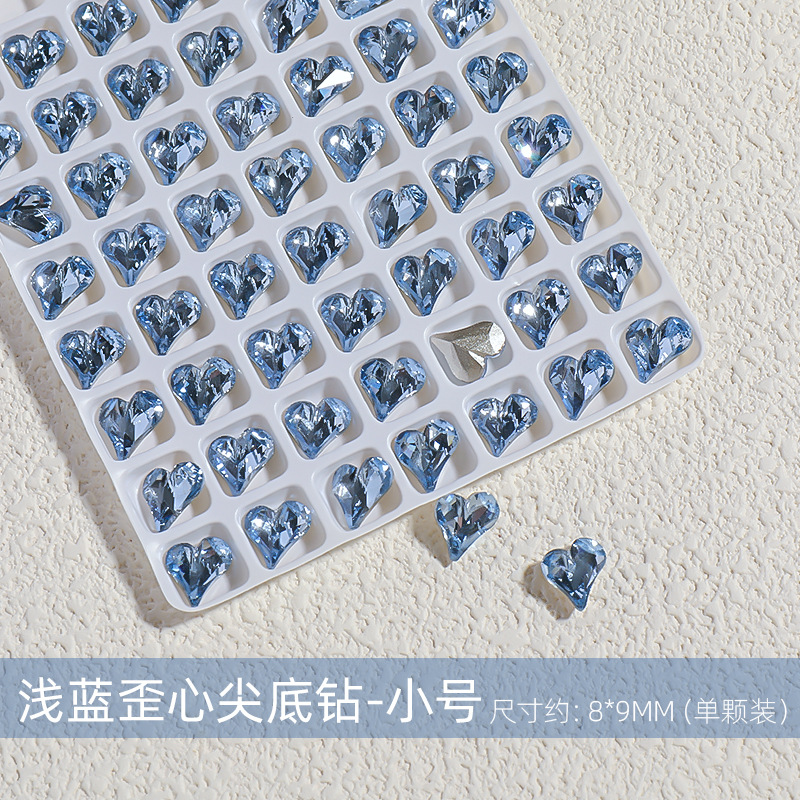 Nuevo flash melocotón corazón amor diamante puntiagudo Fondo diamante K9 accesorios de uñas al por mayor