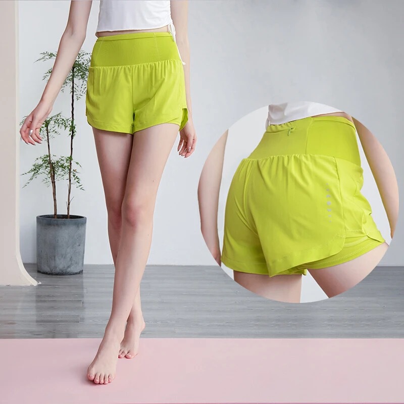 Wholesale Women's Fitness Sports Shorts Yoga Pants Anti-walking Fake Two-piece Fitness Running Quick-drying Breathable Shorts