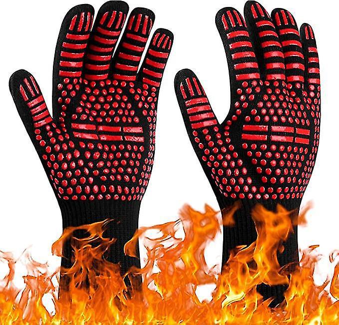 Amazon en stock barbacoa guantes llama barbacoa guantes silicona antideslizante horno resistente al calor 500-800 grados guantes