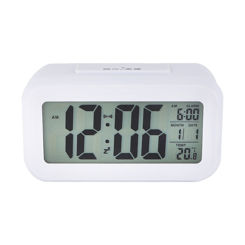 Fábrica en stock reloj de alarma inteligente de voz creativa luminosa simple dormitorio despertador electrónico reloj inteligente