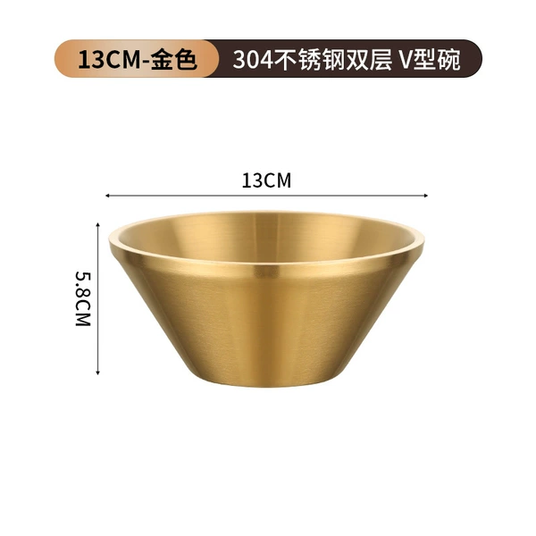 304 double-layer v-shaped bowl/gold 13cm