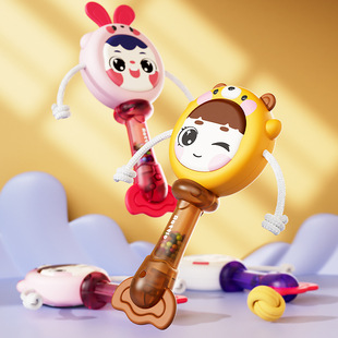 Cross-border baby large rattle can bite toys hand drum wave drum educational toys 1-year-old baby toys