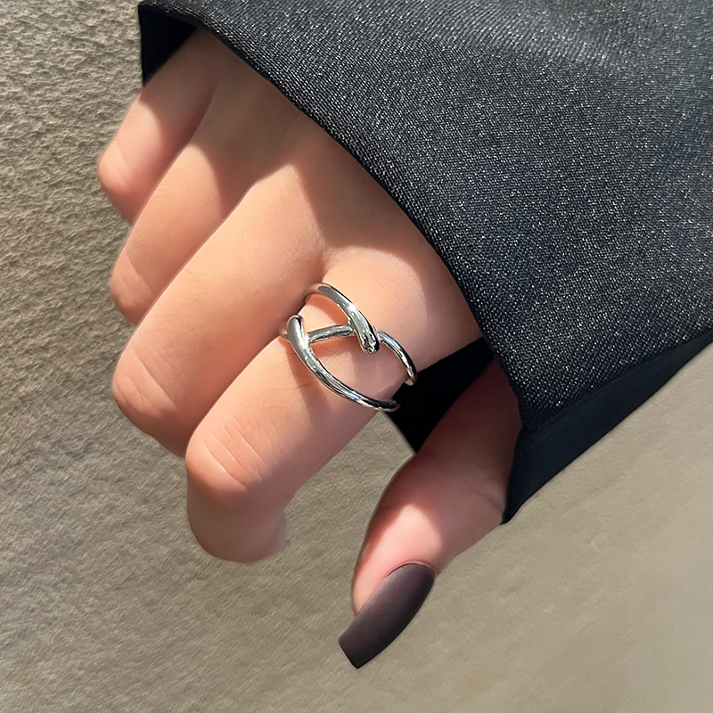 Lady Geometric Silver Plated Plating Open Ring