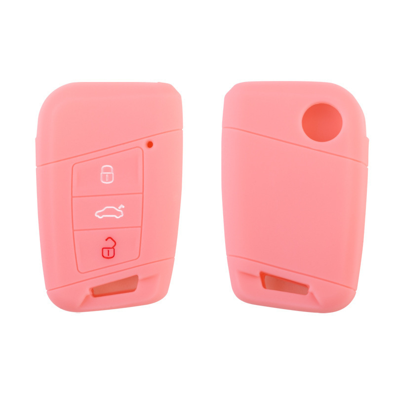 Suitable for Volkswagen Golf 7 straight plate 3 key car key case full edge Magotan Tiguan L silicone key case