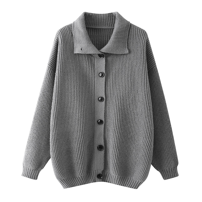 Retro Minimalist Shawl Collar Cardigan – Lightweight Knit Sweater For Effortless Layering_voghion.com