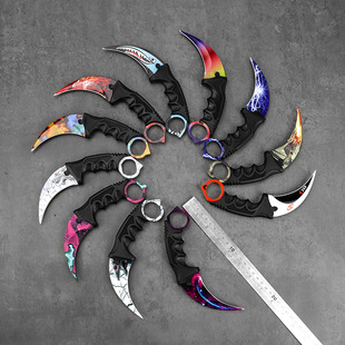 厂家批发CSGO游戏训练爪子刀野外求生弯刀多功能户外手部运动直刀-阿里巴巴