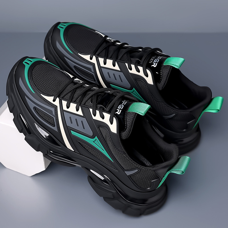 Zapatos de hombre, zapatos de papá, zapatos de moda ins de todo fósforo, zapatos para correr transpirables con suela gruesa negra, zapatos deportivos casuales