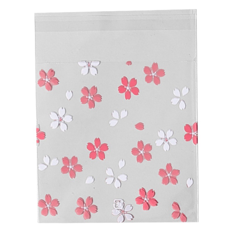 Venta al por mayor rosa y blanco pequeña flor hecha a mano copo de nieve crujiente bolsa de pan de caramelo bolsa de embalaje de fruta seca bolsa de regalo autoadhesiva bolsa de galletas