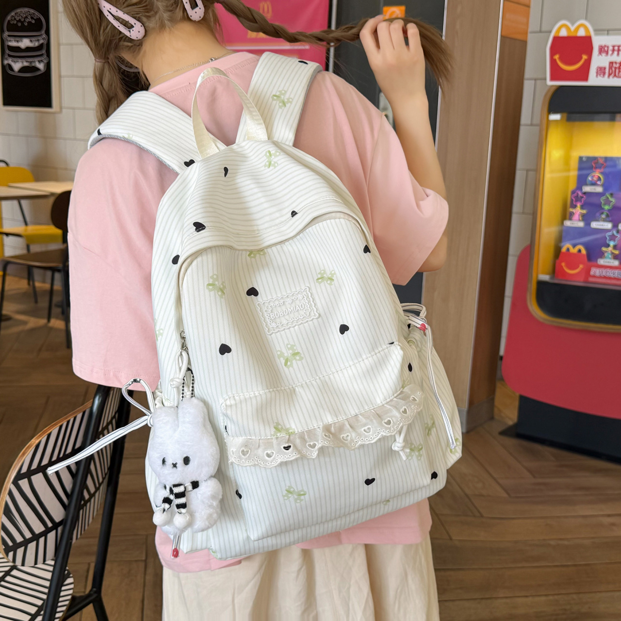 Cross-Border Korean-Style Schoolbag for Girls, Cute Star Design, High Aesthetic Value, Student Backpack, Large Capacity, Lightweight, Ins-Style Backpack