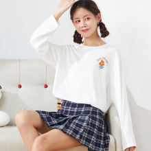 韩版宽松纯棉白色打底T恤2025秋冬季新款女装长袖圆领百搭上衣