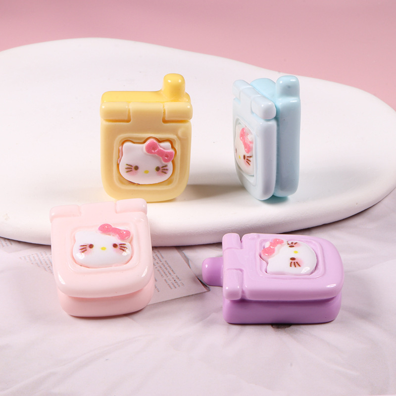 New Cartoon Cat Mini Phone Resin Jewelry Accessories DIY Cream Glue Mobile Phone Case Hole Shoe Buckle Material