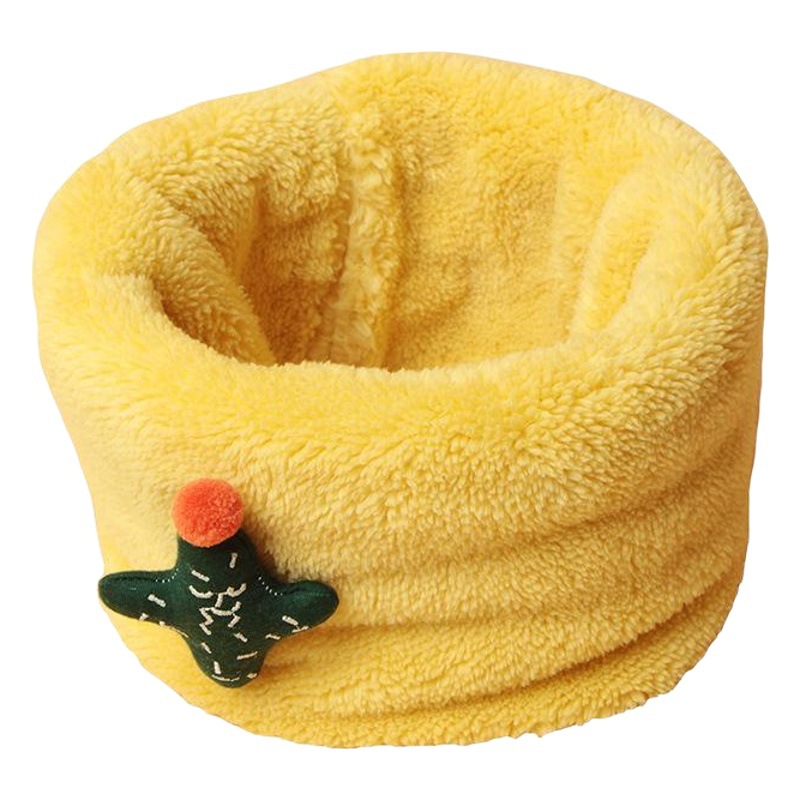 Winter New Korean Style Solid Color Children's Pullover Scarf for Boys and Girls Plush Thickened Scarf Baby Velvet Neck Sleeve