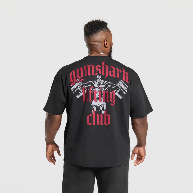 Gymshark Men's Fitness Short-Sleeved Jogging Sports Cotton T-Shirt Loose Casual Trendy Printed Large Size Short-Sleeved