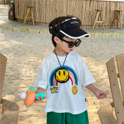 Children's crossbody bag ins style Korean version cute smiling face hanging neck small bag men and women boys decorative children's bag