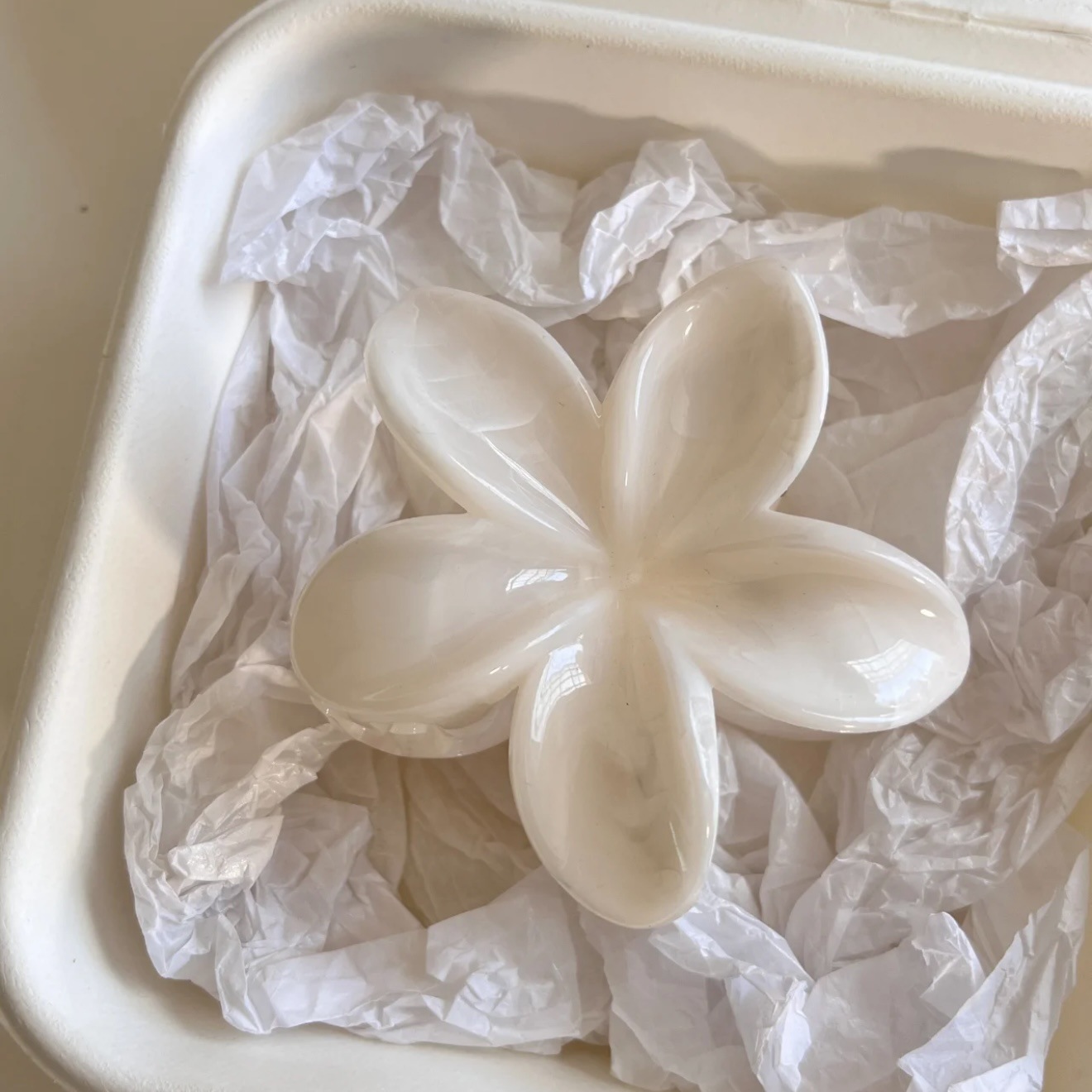 Smudged white frangipani