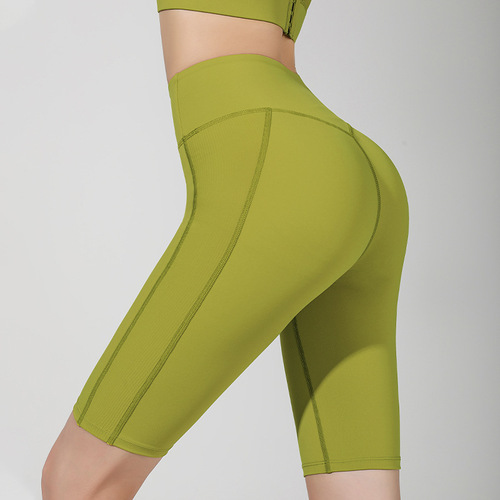 Women's sports high-waisted tight-fitting hip-lifting tummy-tightening fitness cycling pants stretch pants for summer yoga shorts