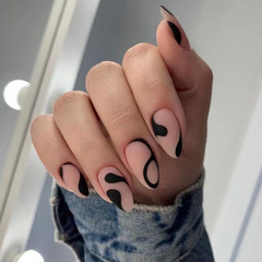 歐美法式美甲可拆卸穿戴甲跨境外貿假指甲甲片杏仁美甲片成品批發