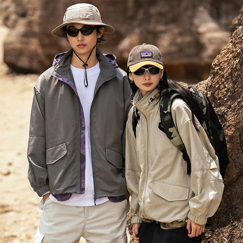 2026 Spring and Autumn New Waterproof, Windproof, and Dirt-Resistant Three-Proof Jacket for Men and Women, Loose Fit Workwear Jacket, Trendy