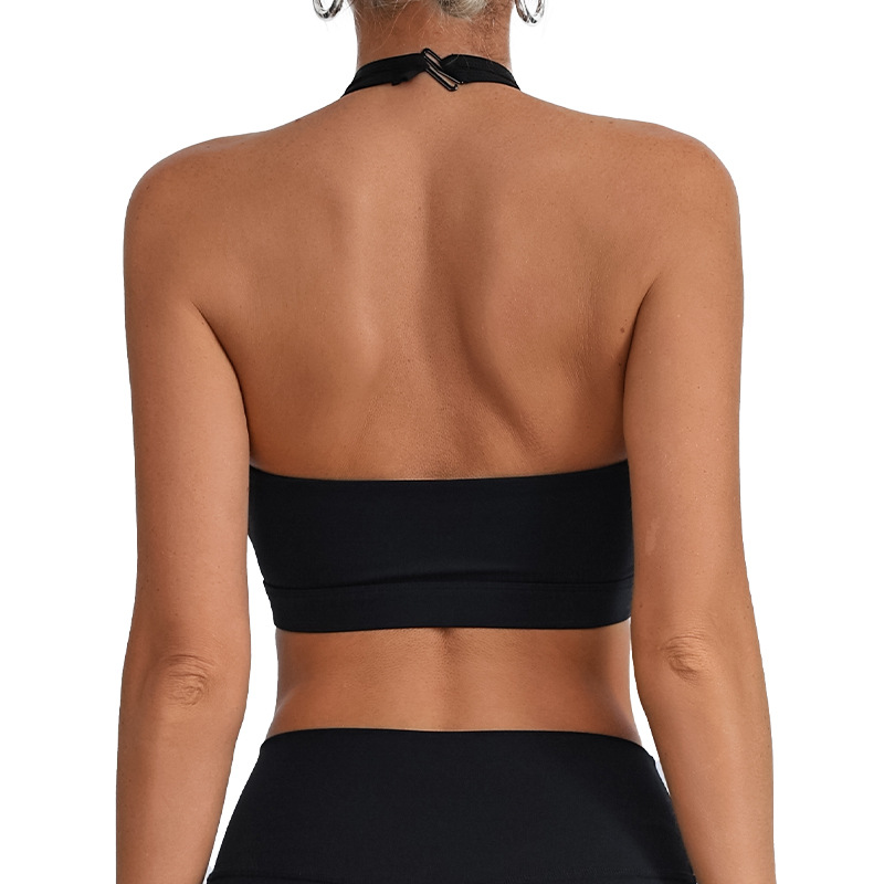 Europa y los Estados Unidos hueco collar malla de acondicionamiento físico cuello colgante chaleco sexy para mujeres con pecho desmontable bra de entrenamiento deportivo image 4