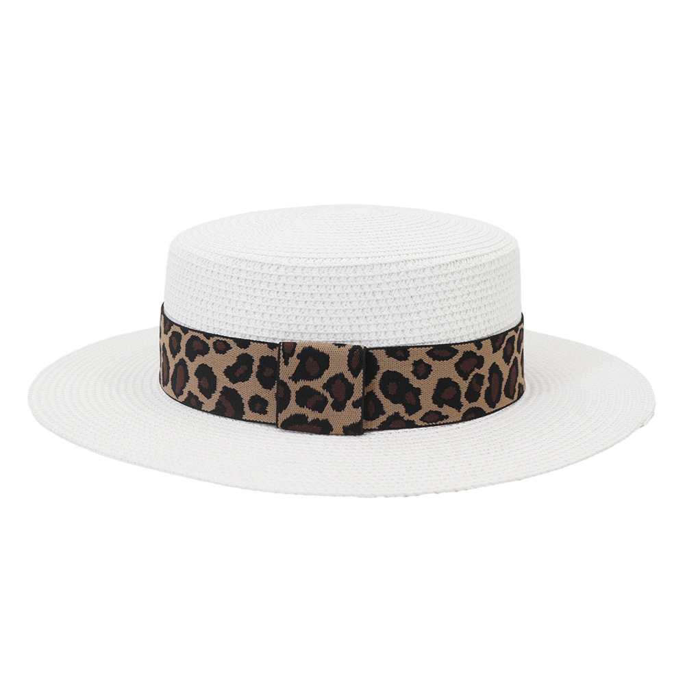 Leopard Print Flat Straw Hat NSDIT104161