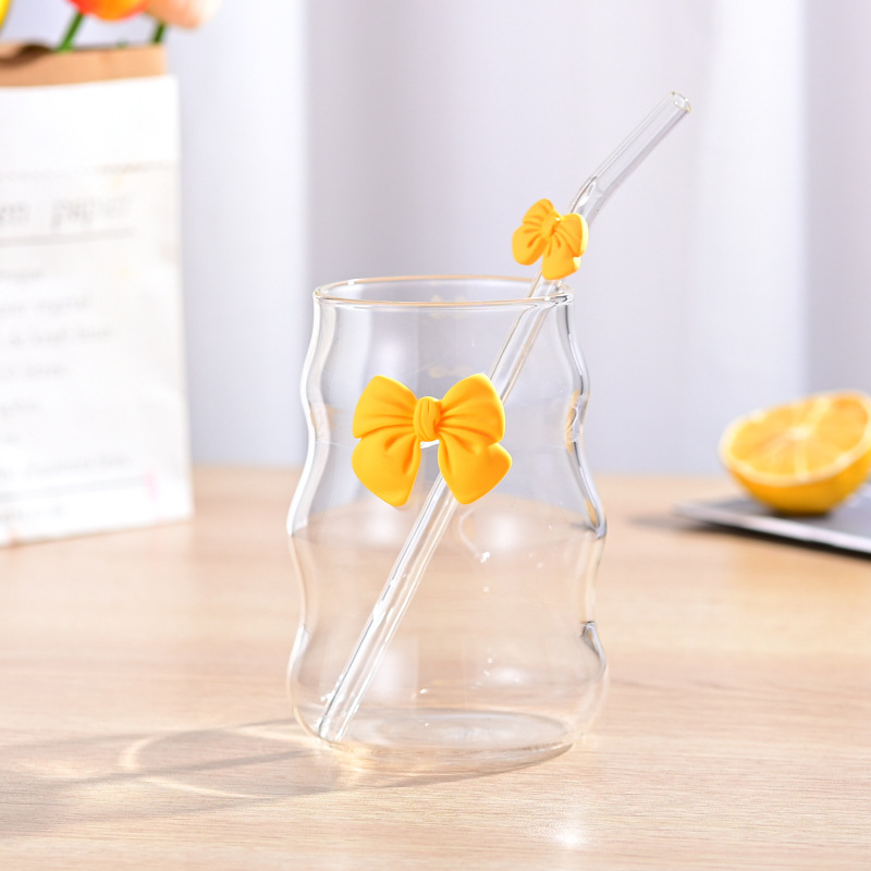 Taza en espiral Taza de bebida fría regordeta Taza de té con leche Taza de nube Taza de vidrio de café con pajita Taza de jugo de borosilicato alto