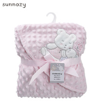 外贸婴儿抱毯秋冬款加厚毛绒带帽毯产房襁褓双层豆豆绒婴儿包被